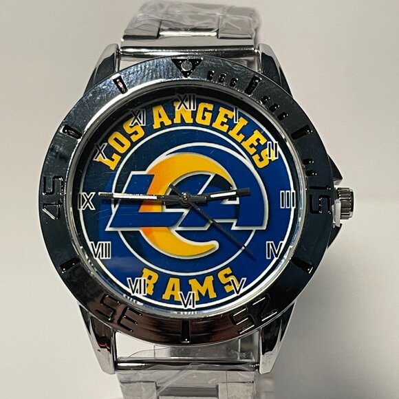 Los Angeles Rams NFL Team Logo Men's Stainless-Steel Silver Watch NEW - Picture 6 of 6